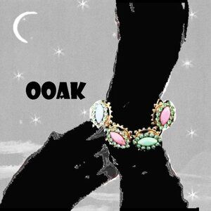 Retro Pastels Bracelet With Rhinestones, One of a Kind, Made Recycled Vintage
